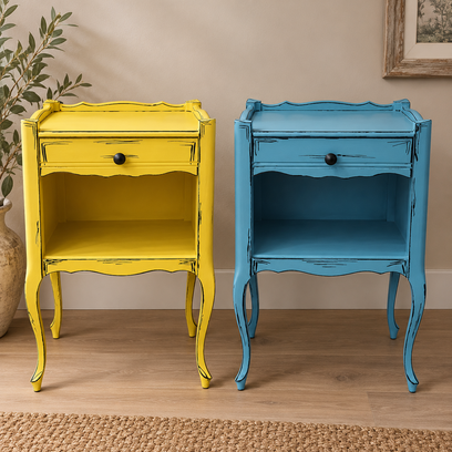 Vente avec paiement en ligne: Paire de tables de chevet colorées écoresponsables