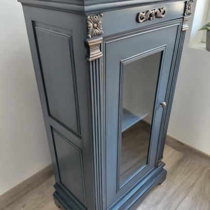 Vente avec paiement en ligne: Vitrine de Rangement Bleu Grisé Vintage