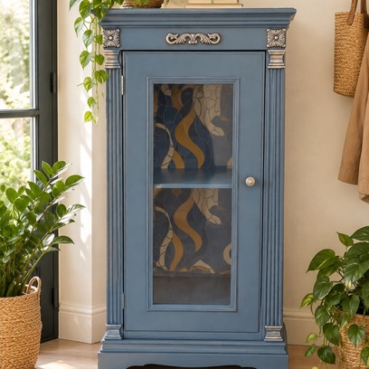 Vente avec paiement en ligne: Vitrine de Rangement Bleu Grisé Vintage
